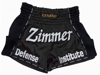 Kanong Custom Black Retro Muay Thai Shorts : KNSCUST-1187